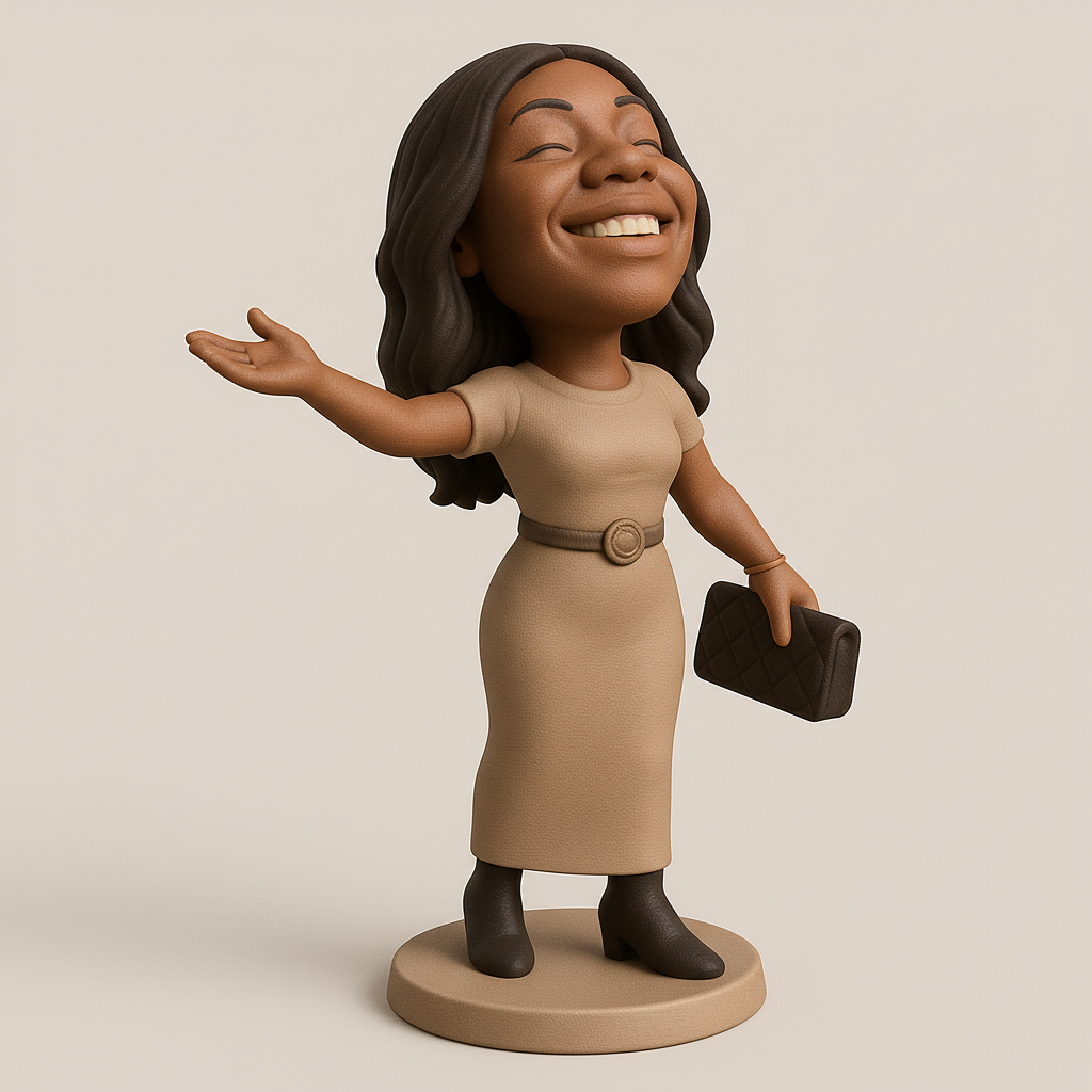 silhouette 3d printer maker-3d portrait printing_Charming Figurine with Hand Gesture