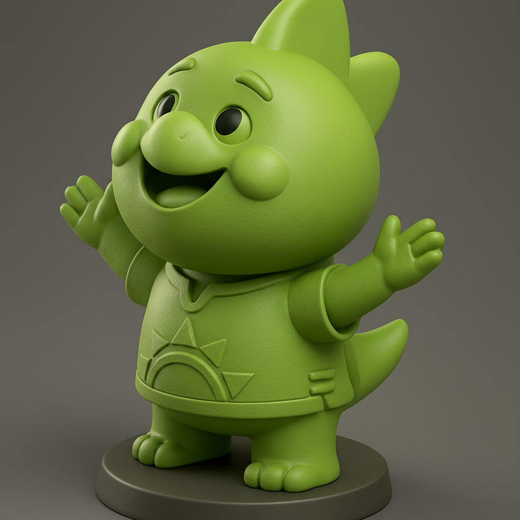 face anatomy 3d model-create 3d face model from photo_Joyful Green Character Figurine - Fun & Easy 3D Print!