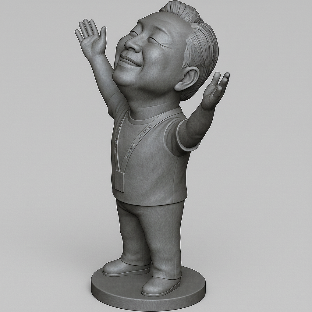 silhouette 3d printer maker-3d portrait printing_Joyful Figurine with Outstretched Arms