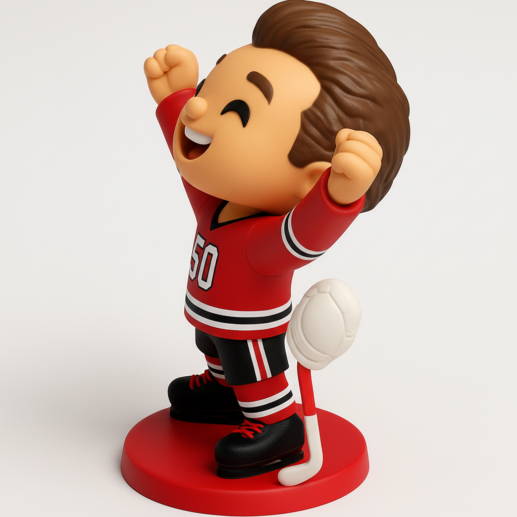 face to 3d model ai-3D portrait printing from photo_Victorious Hockey Player Figurine - Score a Win!