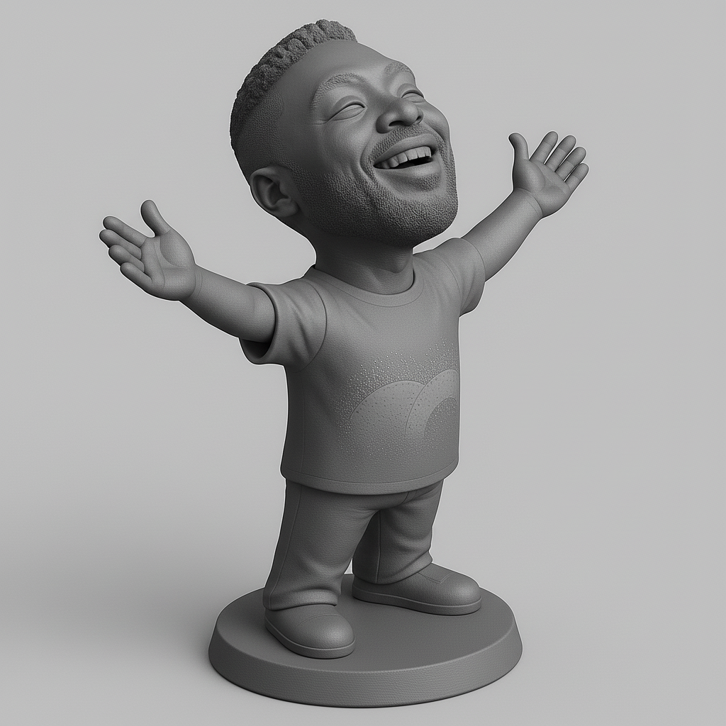 silhouette 3d printer maker-3d portrait printing_Joyful Character with Open Arms