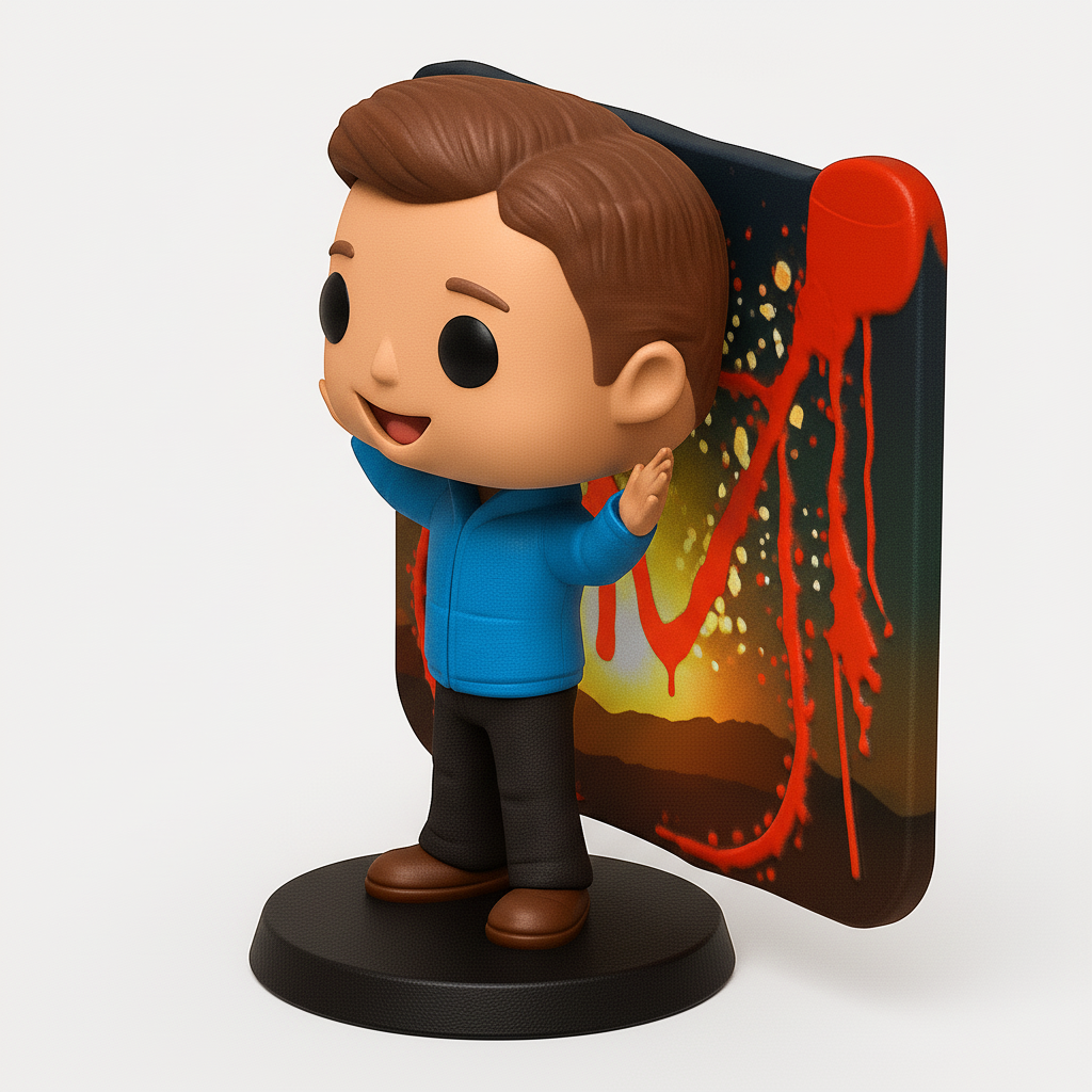 face to 3d model ai-3D portrait printing from photo_Dynamic Pop Display: Fiery 'V' Character Stand