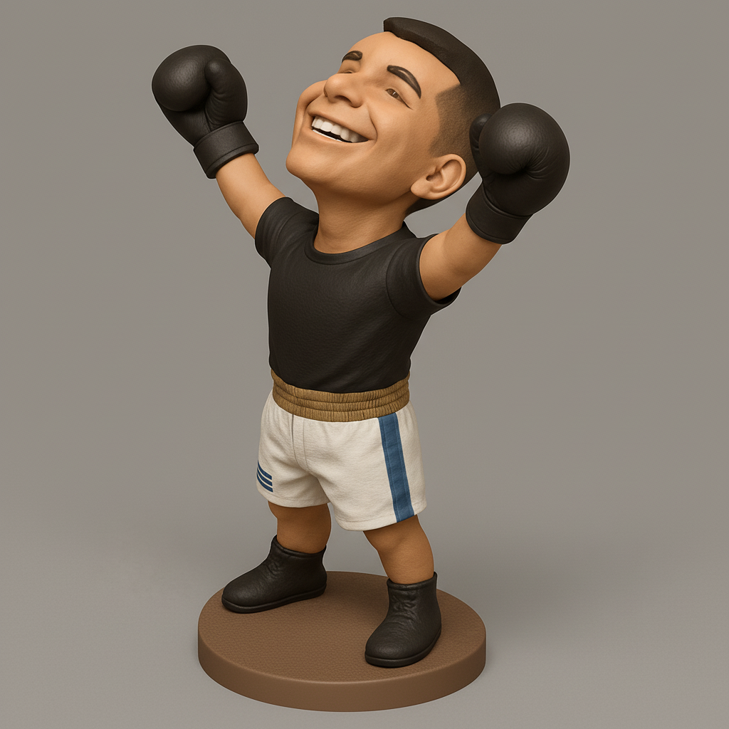 face anatomy 3d model-create 3d face model from photo_Triumphant Boxer: Victory Pose Collectible Figurine