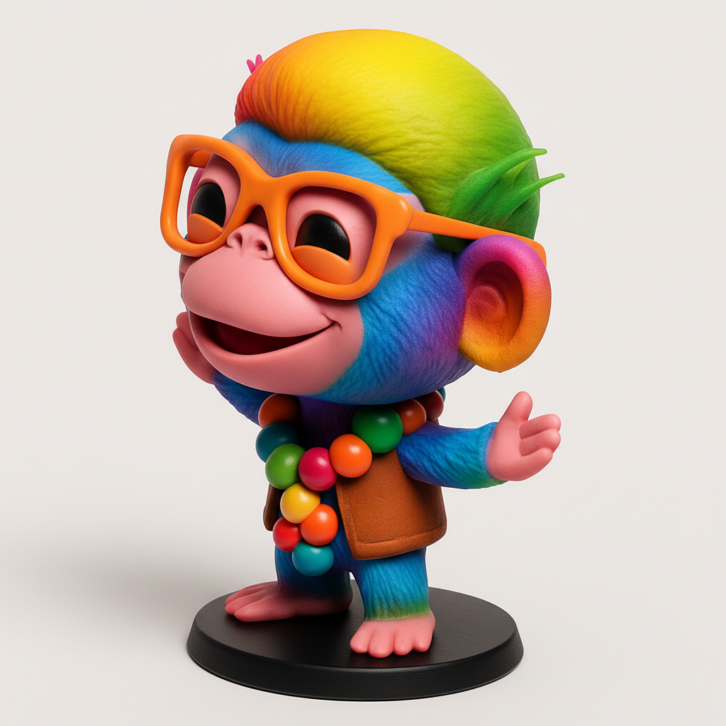 face to 3d model ai-3D portrait printing from photo_Joyful Rainbow Monkey Buddy for Happy Vibes