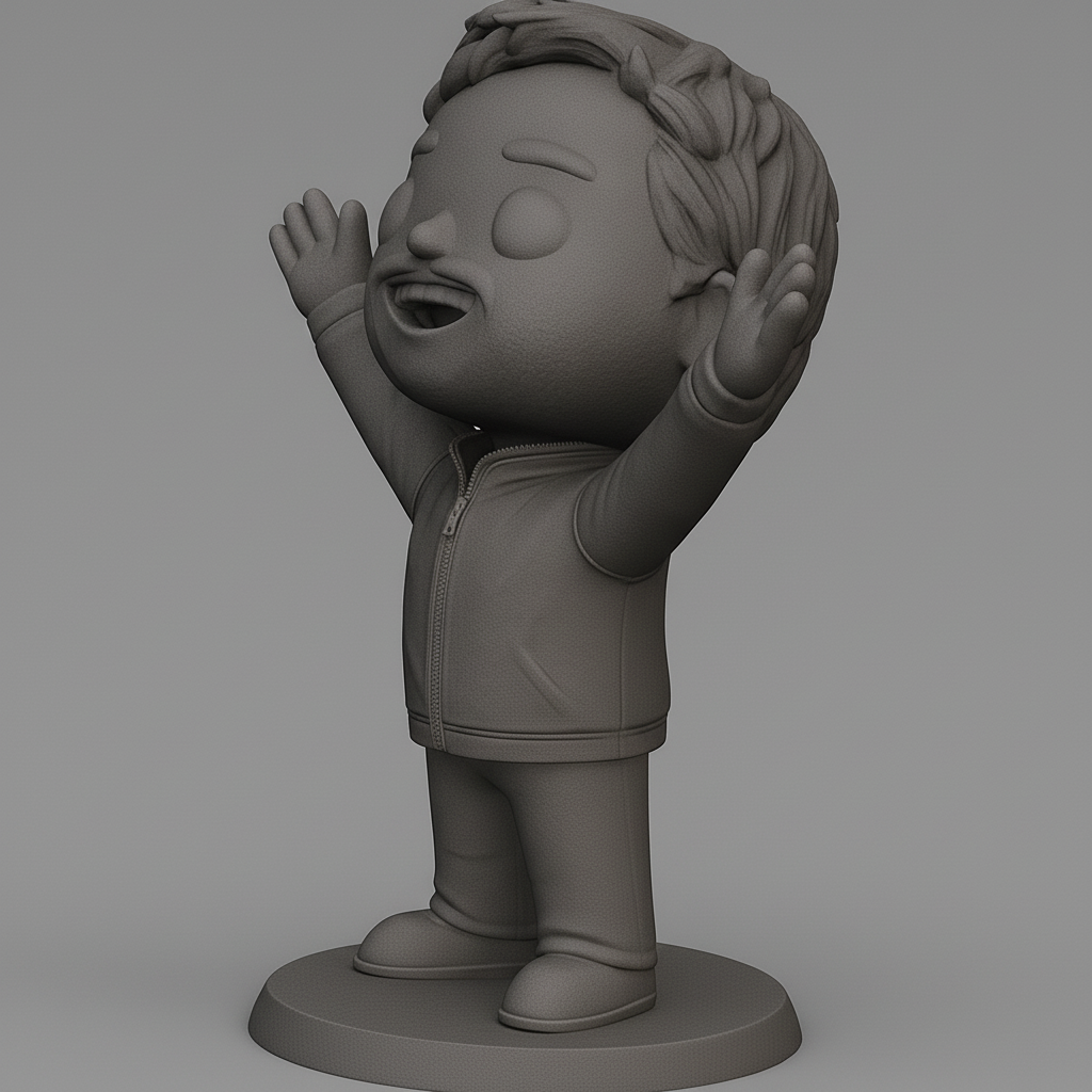 face anatomy 3d model-create 3d face model from photo_Smiling Chibi Collectible: Easy Print, Big Smiles!