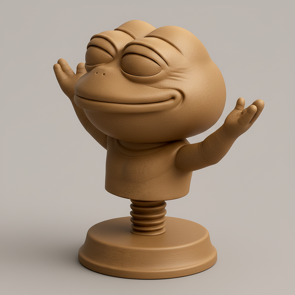 face anatomy 3d model-create 3d face model from photo_Blissful Frog Bobblehead - Serene Desk Companion