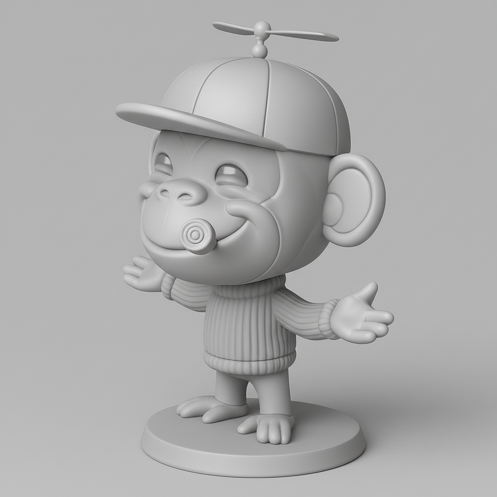 face to 3d model ai-3D portrait printing from photo_Joyful Propeller Monkey: Your Fun Desk Buddy 3D Print!