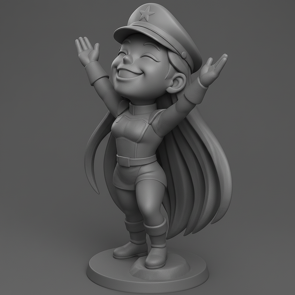 silhouette 3d printer maker-3d portrait printing_Joyful Victory Pose Character Model