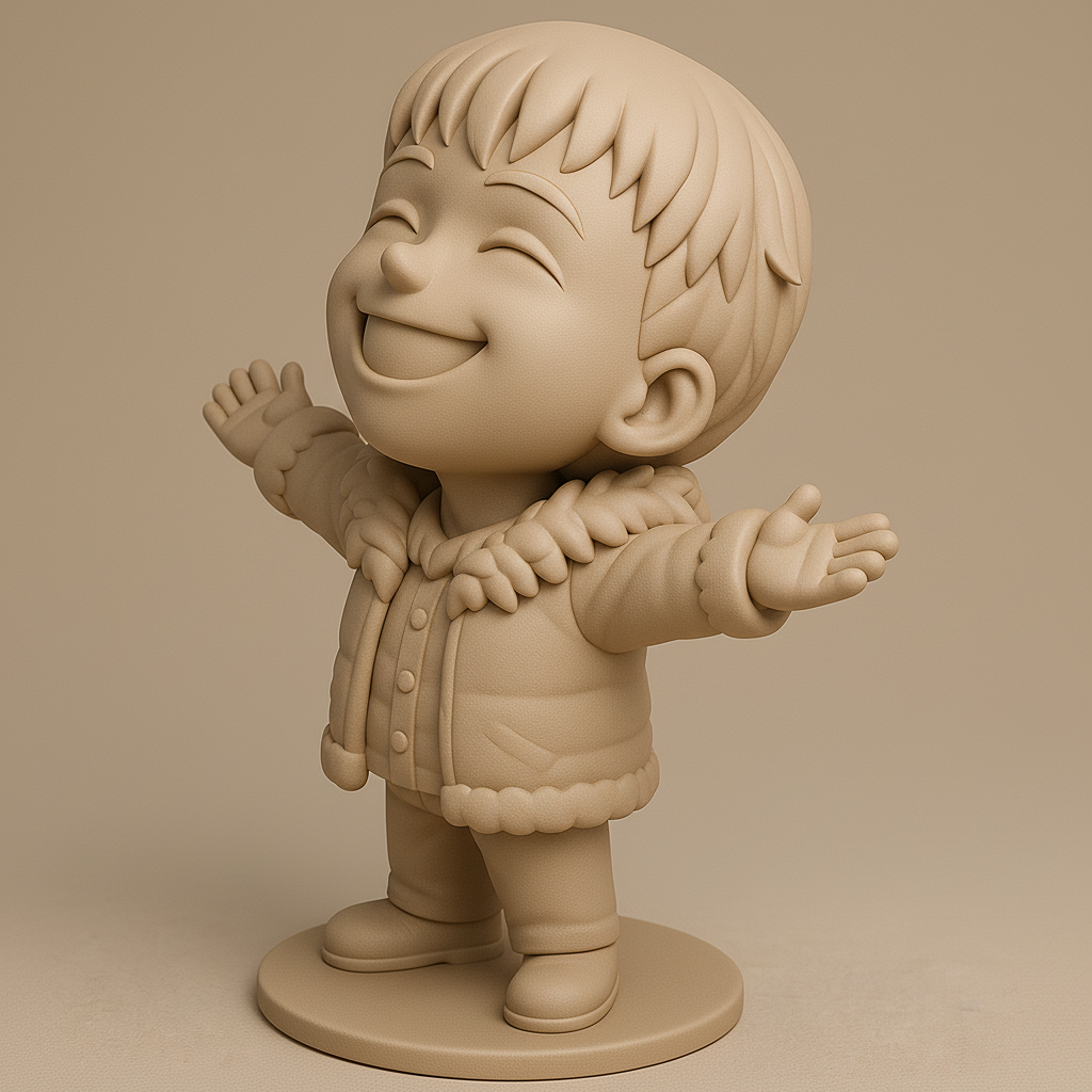 face anatomy 3d model-create 3d face model from photo_Joyful Kid Figure with Open Arms