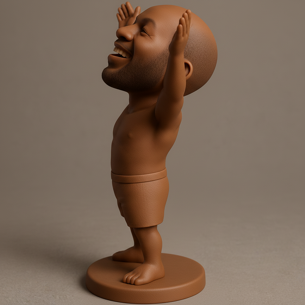 silhouette 3d printer maker-3d portrait printing_Joyful Man Figurine: Celebrate Every Win!