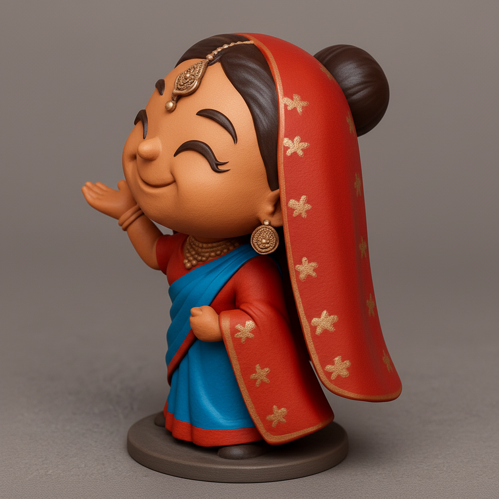 face anatomy 3d model-create 3d face model from photo_Joyful Desi Doll: Welcoming Smile Figurine 3D Print