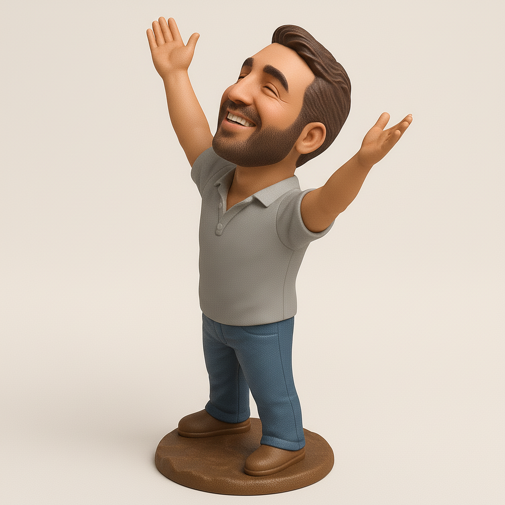 silhouette 3d printer maker-3d portrait printing_Joyful Celebrant Figure for 3D Printing