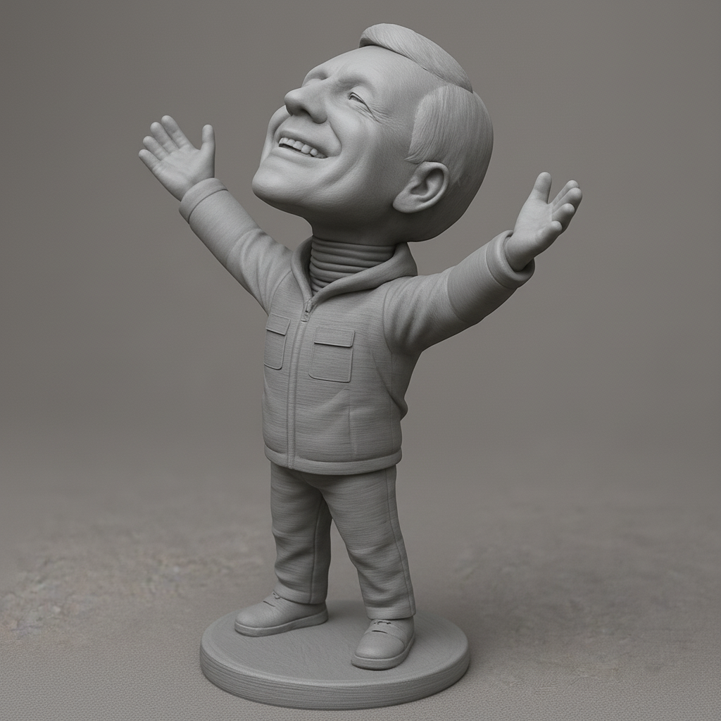face anatomy 3d model-create 3d face model from photo_Embrace Joy: Happy Man Bobblehead Figurine