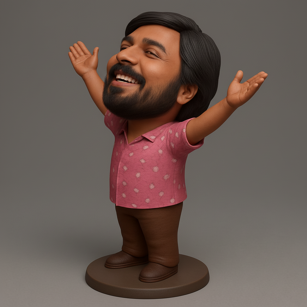 face to 3d model ai-3D portrait printing from photo_Spread Joy: Enthusiastic Caricature Desk Buddy