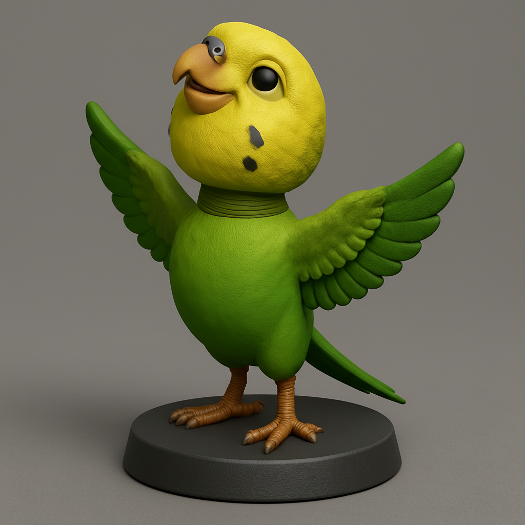 face to 3d model ai-3D portrait printing from photo_Spread Joy: Adorable Budgie Companion 3D Print