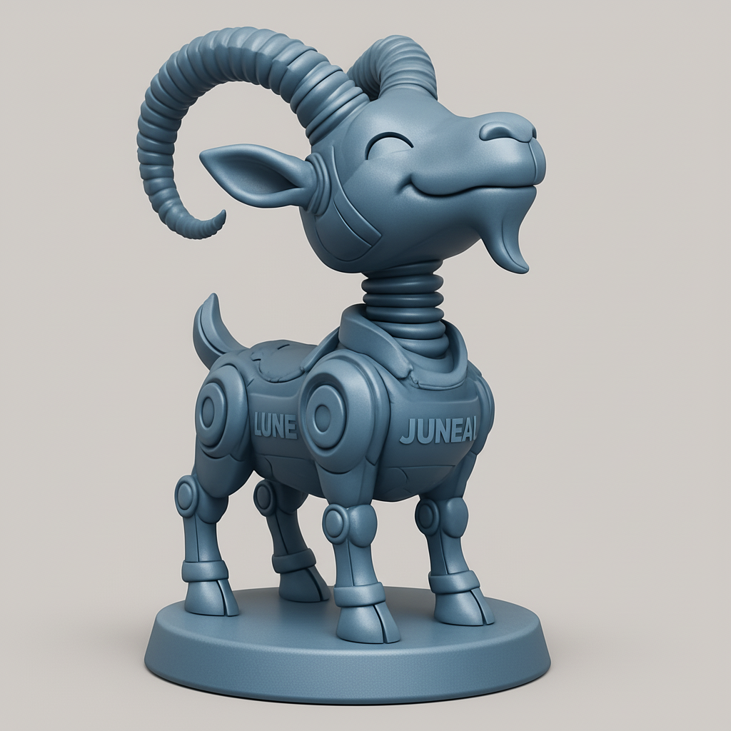 face to 3d model ai-3D portrait printing from photo_Cute Robotic Goat Figurine - Lune & Juneau Display