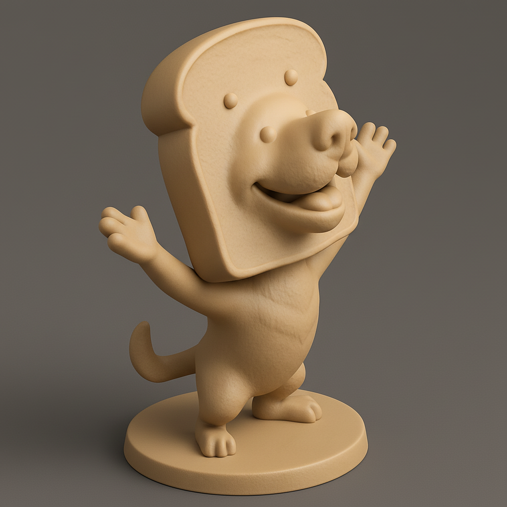 silhouette 3d printer maker-3d portrait printing_Adorable Toast Dog Figurine: Unique Home Decor!