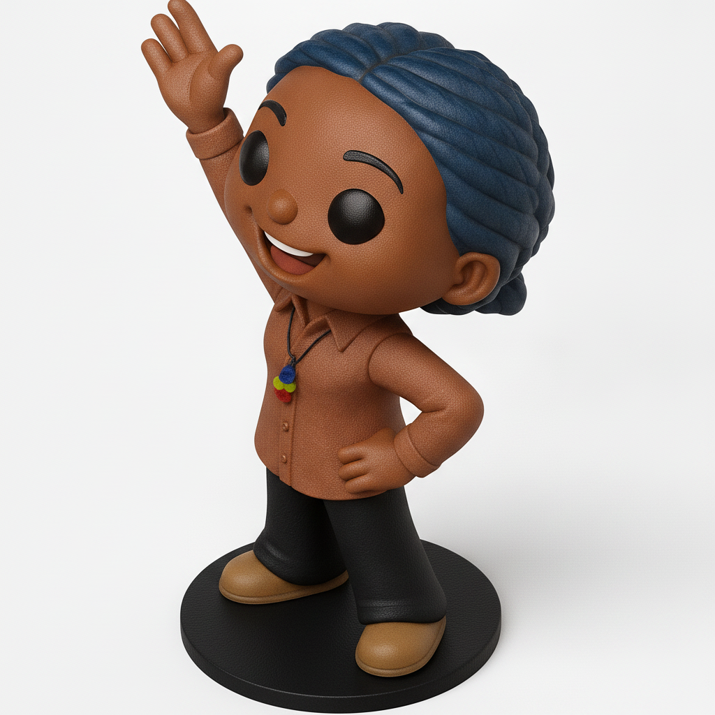 face to 3d model ai-3D portrait printing from photo_Chibi Waving Character Figurine for Joyful Display