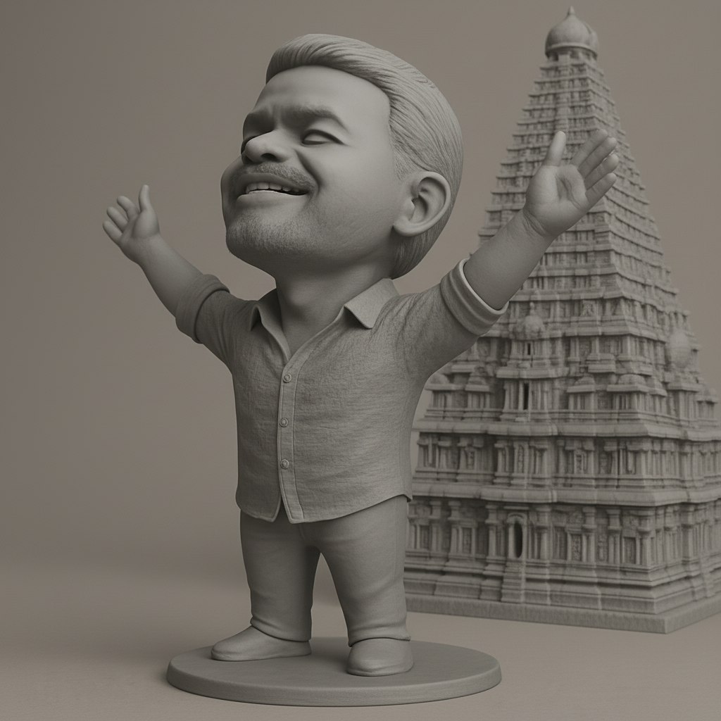 face anatomy 3d model-create 3d face model from photo_Custom Joyful Caricature & Brihadeeswarar Temple