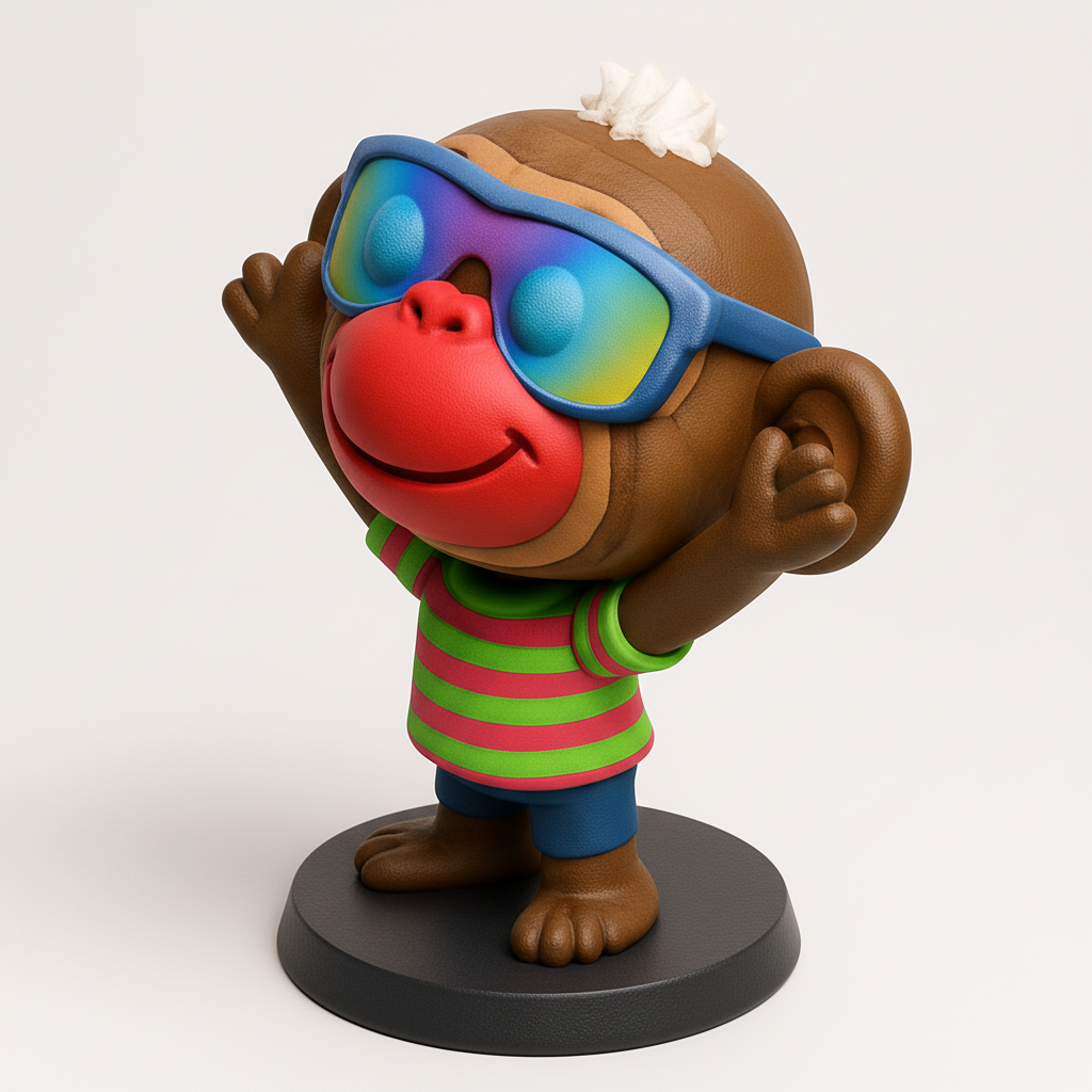 face anatomy 3d model-create 3d face model from photo_Chill Monkey Figurine: Your Next Desk Companion