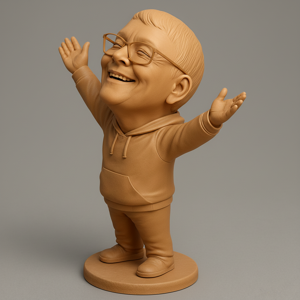 face anatomy 3d model-create 3d face model from photo_Radiant Joy Bobblehead: Personalized Happy Caricature Print
