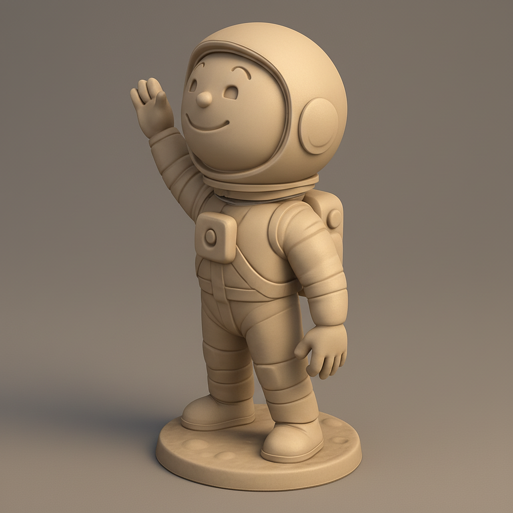 silhouette 3d printer maker-3d portrait printing_Charming Space Friends: Astronaut & Robot Figurine Set