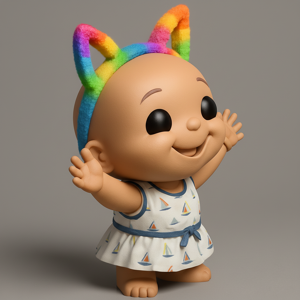 face to 3d model ai-3D portrait printing from photo_Joyful Rainbow Baby Desk Buddy & Toy