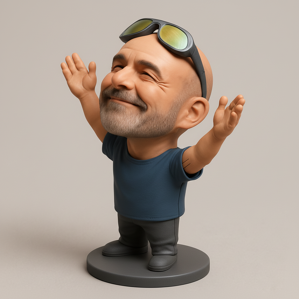 face anatomy 3d model-create 3d face model from photo_Joyful Figurine with Sunglasses