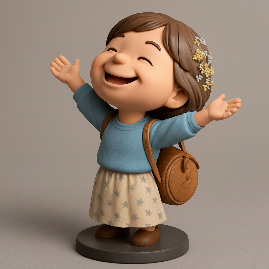 face anatomy 3d model-create 3d face model from photo_Joyful Open Arms Girl Figurine - Bring Happiness Home!