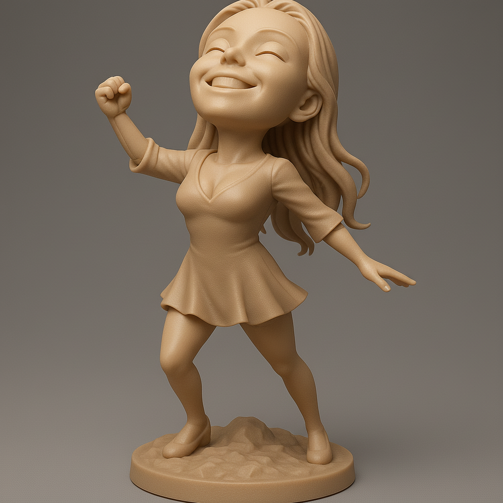 silhouette 3d printer maker-3d portrait printing_Joyful Victory Pose Figurine