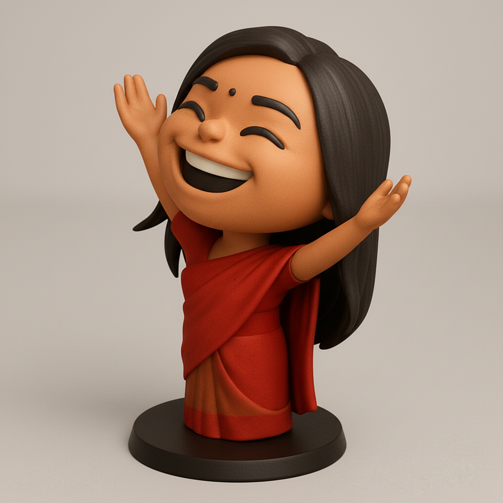 face anatomy 3d model-create 3d face model from photo_Joyful Indian Woman Figurine - Celebrate Culture