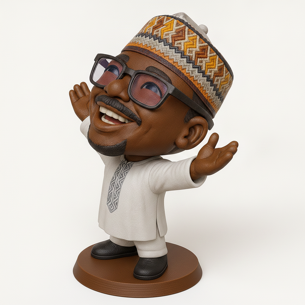 face to 3d model ai-3D portrait printing from photo_Joyful African Man Figurine - Print Your Own Smile!