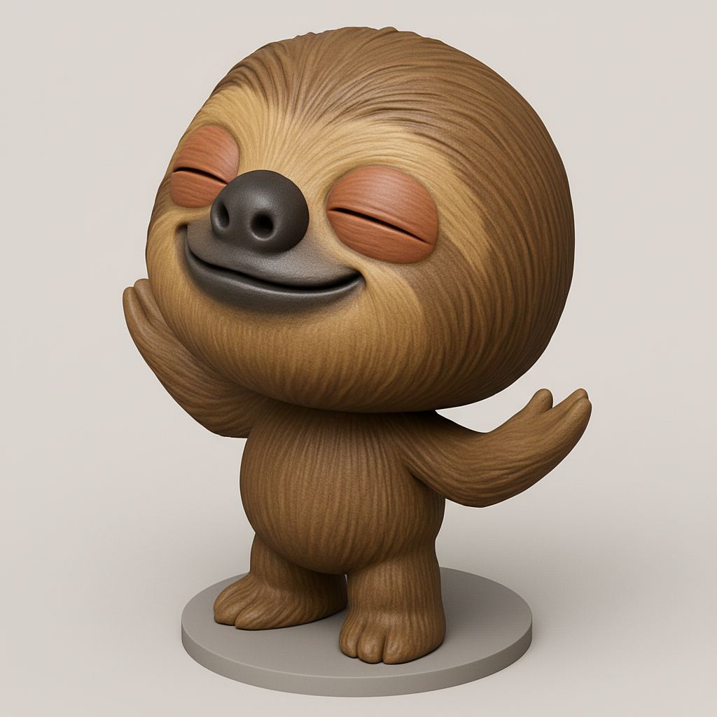 face to 3d model ai-3D portrait printing from photo_Happy Sloth Buddy - Easy-Print Desk Companion