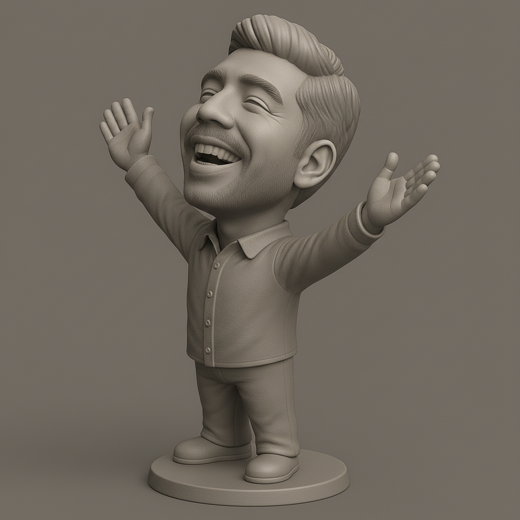 face anatomy 3d model-create 3d face model from photo_Joyful Figurine with Outstretched Arms