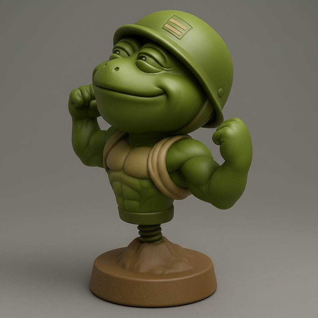 silhouette 3d printer maker-3d portrait printing_Mighty Military Frog Figure