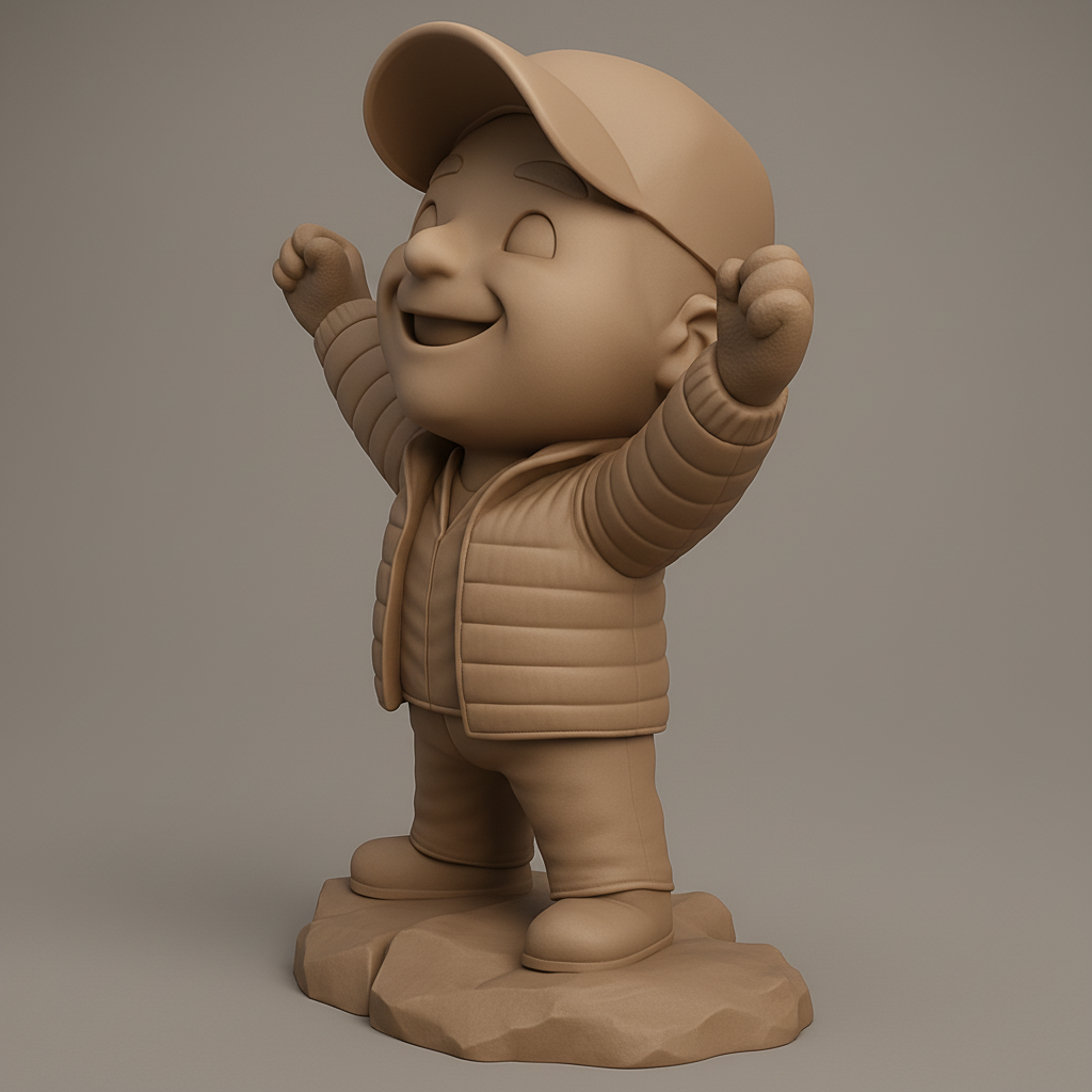 face to 3d model ai-3D portrait printing from photo_Triumph Kid Figurine - Inspire Joy & Success!