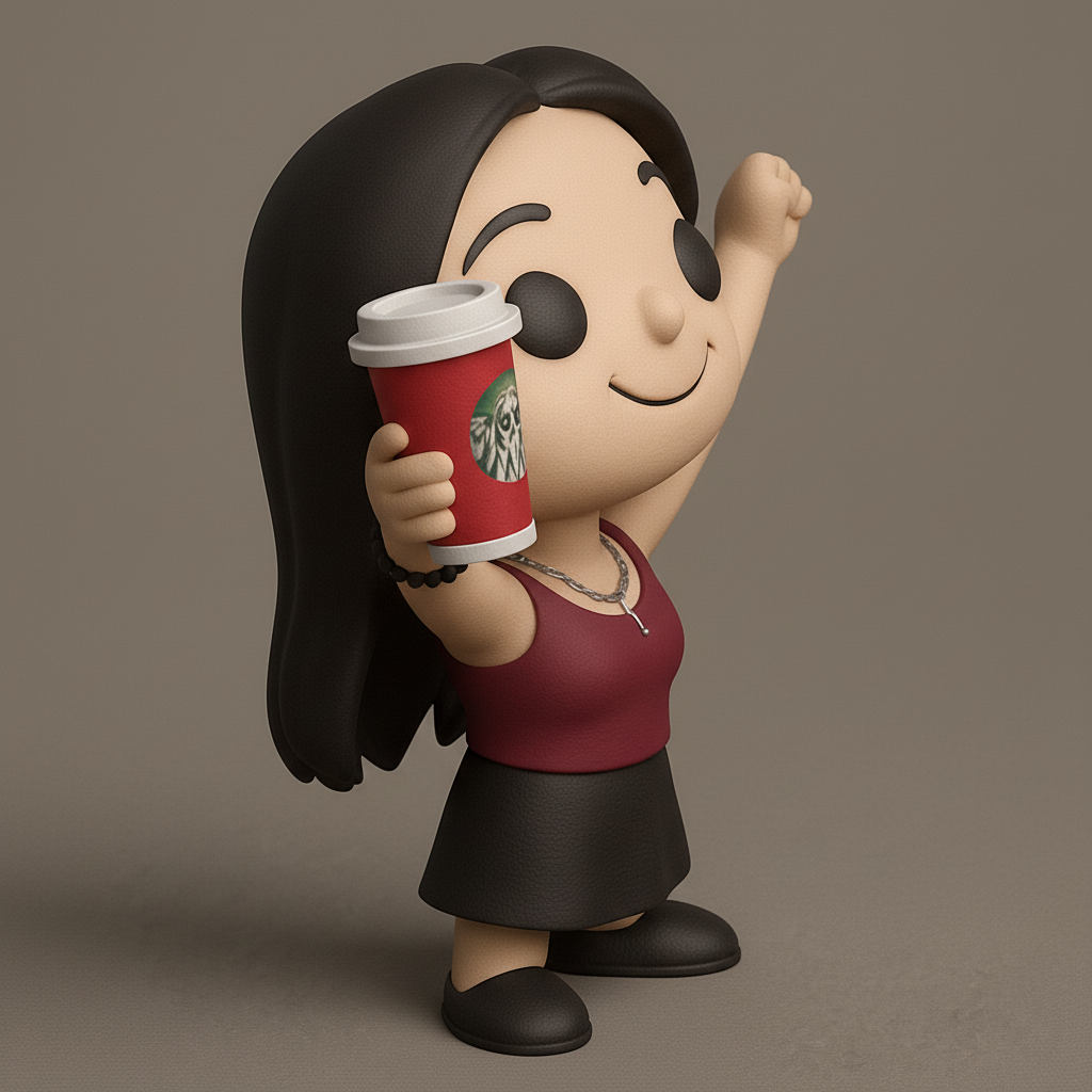 face to 3d model ai-3D portrait printing from photo_Vibrant Pop-Style Coffee Fanatic Figure