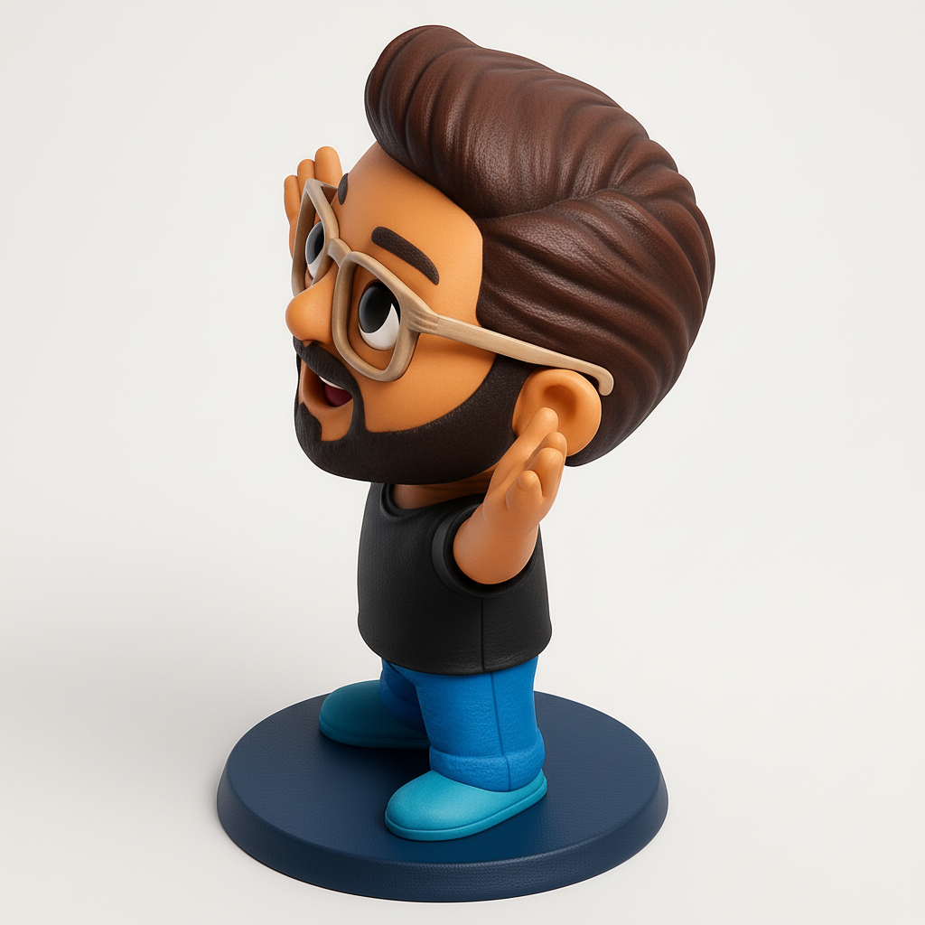 face to 3d model ai-3D portrait printing from photo_Welcoming Bearded Guy Character Figurine