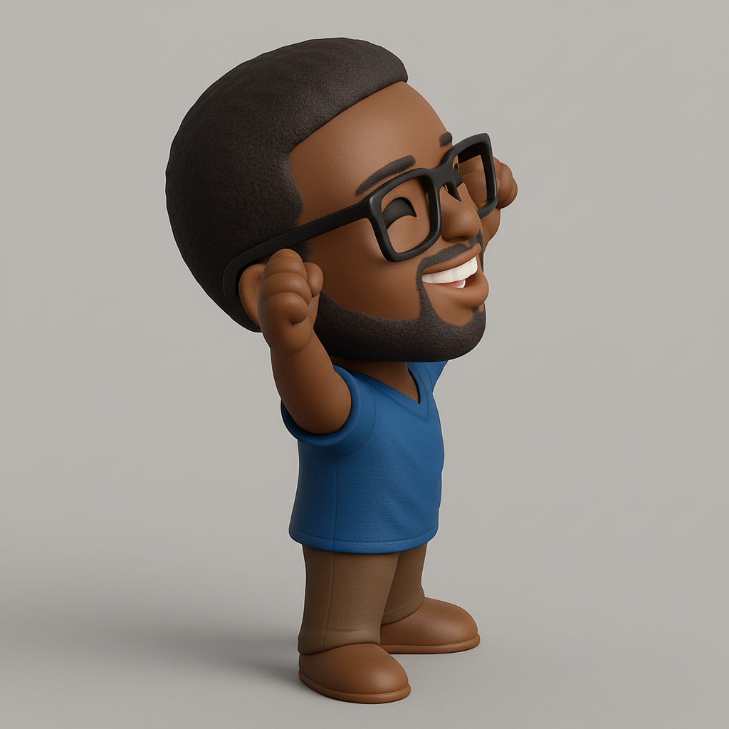 face to 3d model ai-3D portrait printing from photo_Cheering Chibi Man - Celebrate Success!