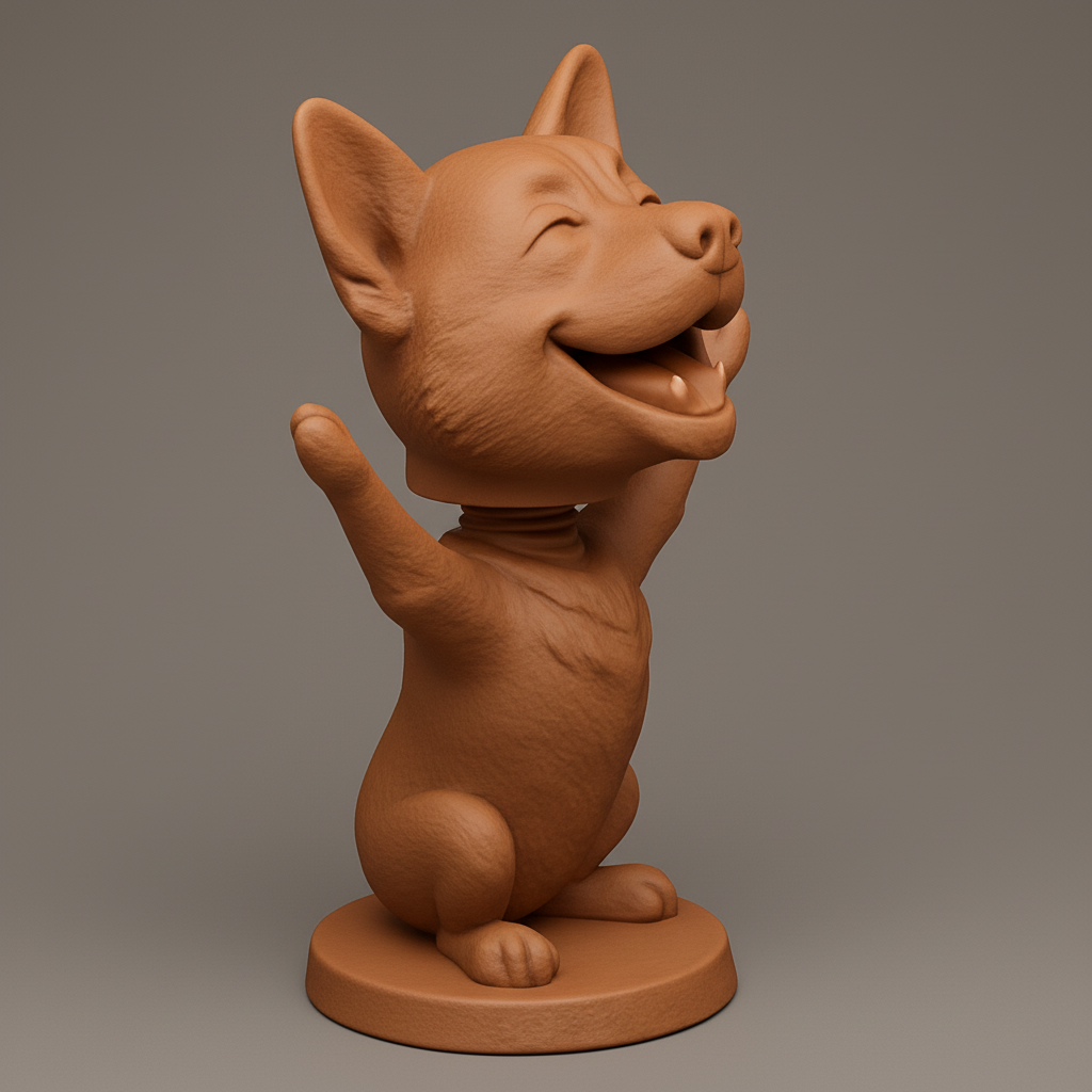 face to 3d model ai-3D portrait printing from photo_Happy Bobble Dog Model - Wobbly Joyful Canine!