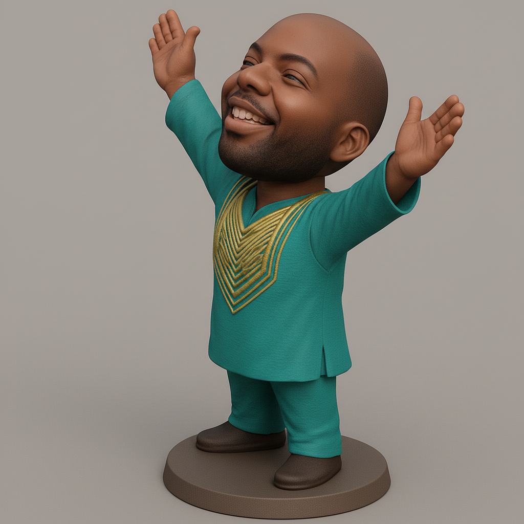 silhouette 3d printer maker-3d portrait printing_Smiling African Figurine - Embrace Joy