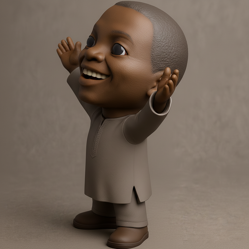 face to 3d model ai-3D portrait printing from photo_Joyful Child Character - Happy African Attire Figure