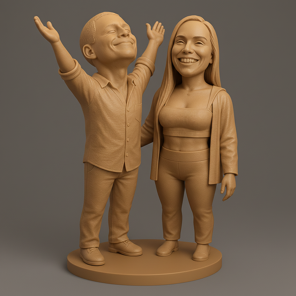 silhouette 3d printer maker-3d portrait printing_Joyful Couple Figurine for 3D Printing