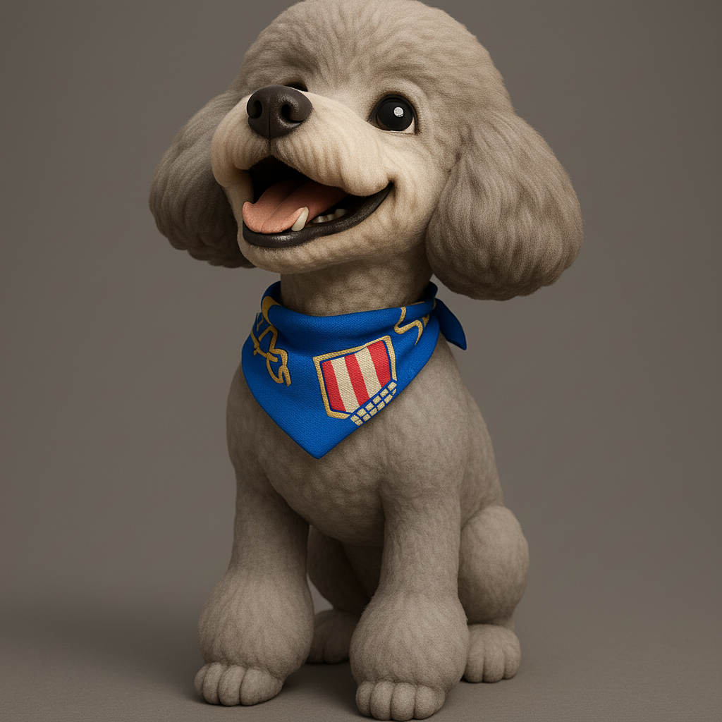 silhouette 3d printer maker-3d portrait printing_Charming Poodle Figurine with Scarf