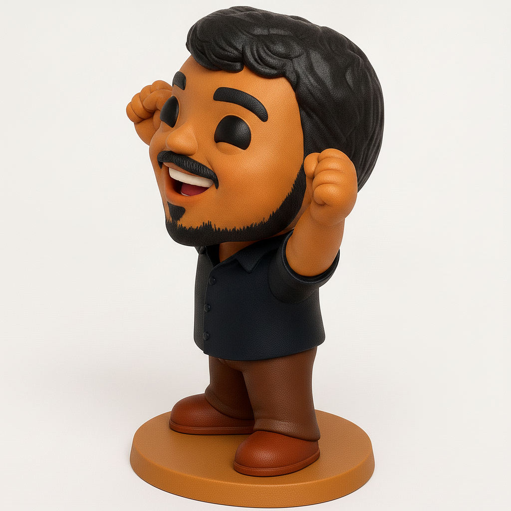 face to 3d model ai-3D portrait printing from photo_Celebrate Success: Enthusiastic Chibi Figurine