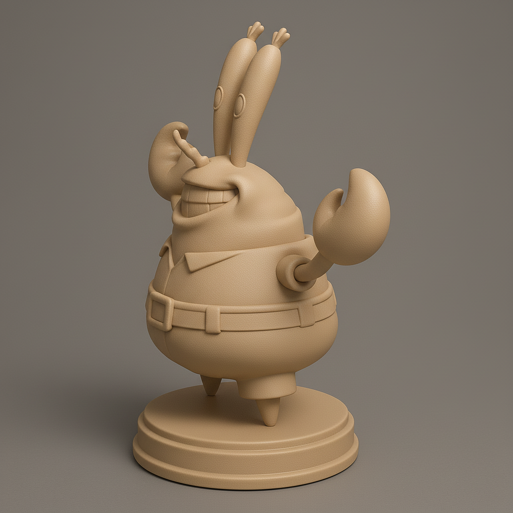 silhouette 3d printer maker-3d portrait printing_Cheerful Cartoon Crab Figure