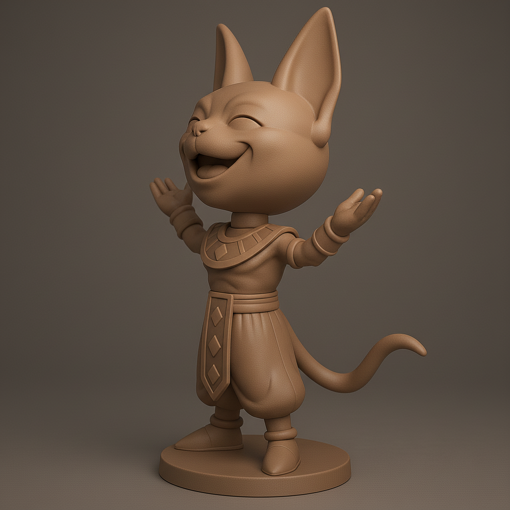 silhouette 3d printer maker-3d portrait printing_Charming Cat Character for 3D Printing