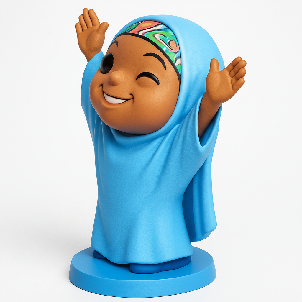 face anatomy 3d model-create 3d face model from photo_Print a Smile: Joyful Hijabi Figurine Decor