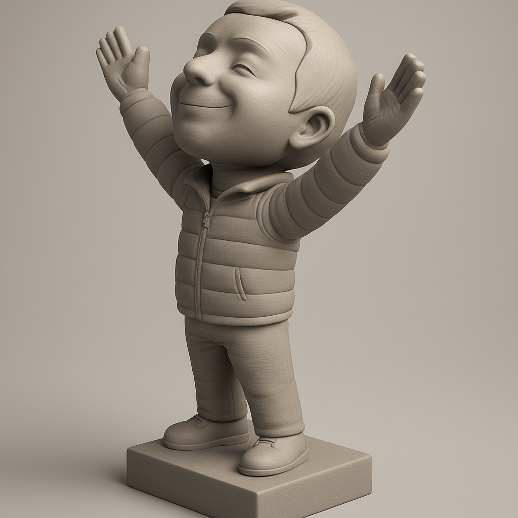 silhouette 3d printer maker-3d portrait printing_Joyful Kid Figure for 3D Printing