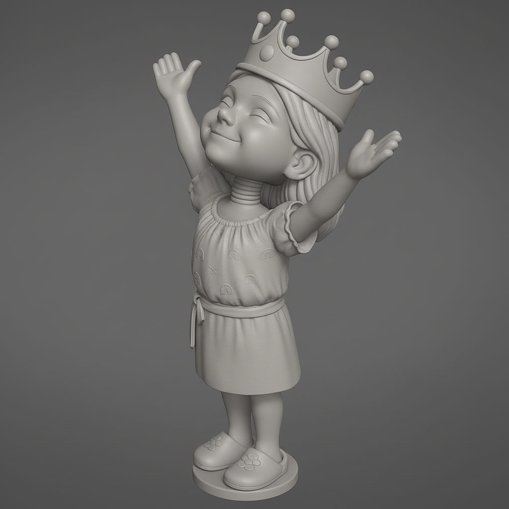 silhouette 3d printer maker-3d portrait printing_Joyful Princess Figurine for 3D Printing